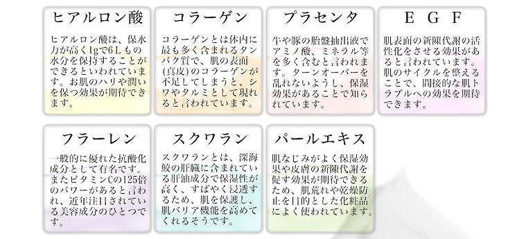 肌に必要な成分は残しつつ「潤い、ツヤ、弾力、透明感」を補い、取り戻す7つの高機能成分をたっぷり配合